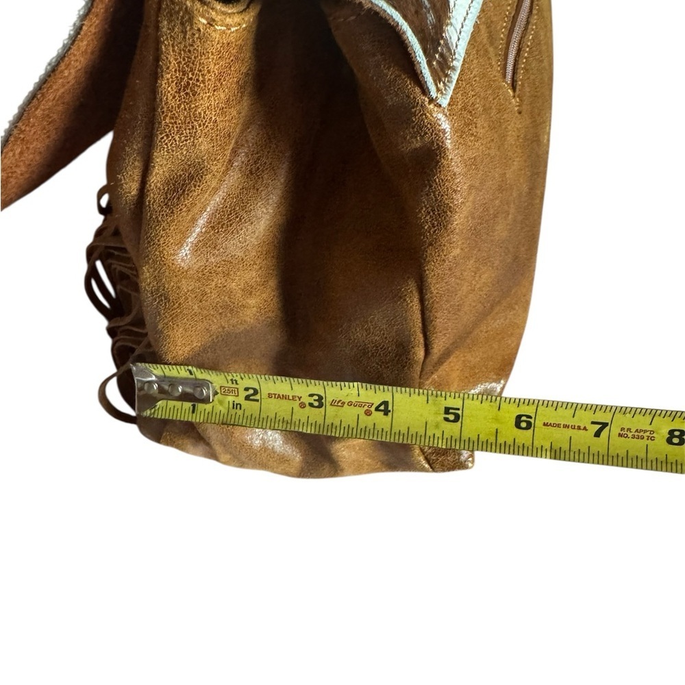White and Tan Fringe Top-Handle Women's Bag - Picture 8 of 8